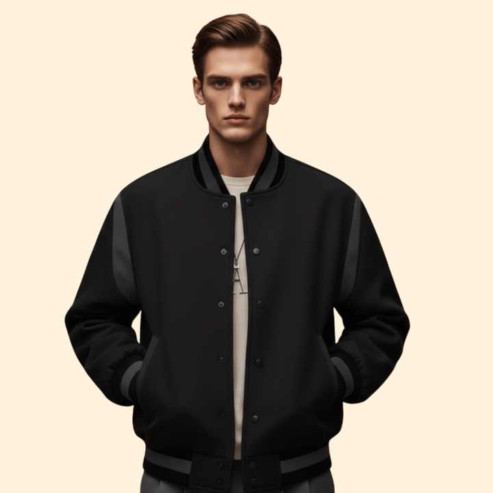 Men’s Sporty Bomber Jacket with Ribbed Cuffs
