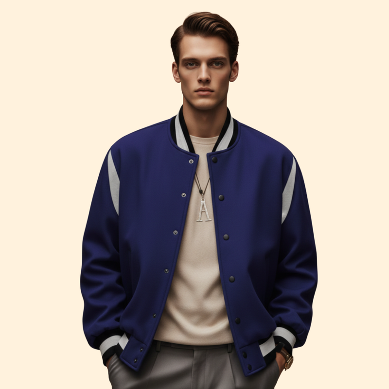 Men’s Sporty Bomber Jacket with Ribbed Cuffs