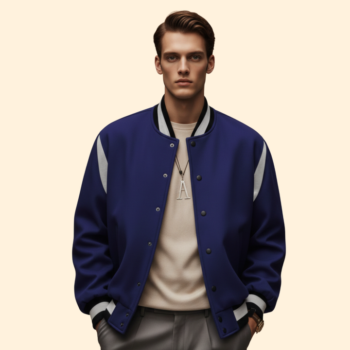 Men’s Sporty Bomber Jacket with Ribbed Cuffs