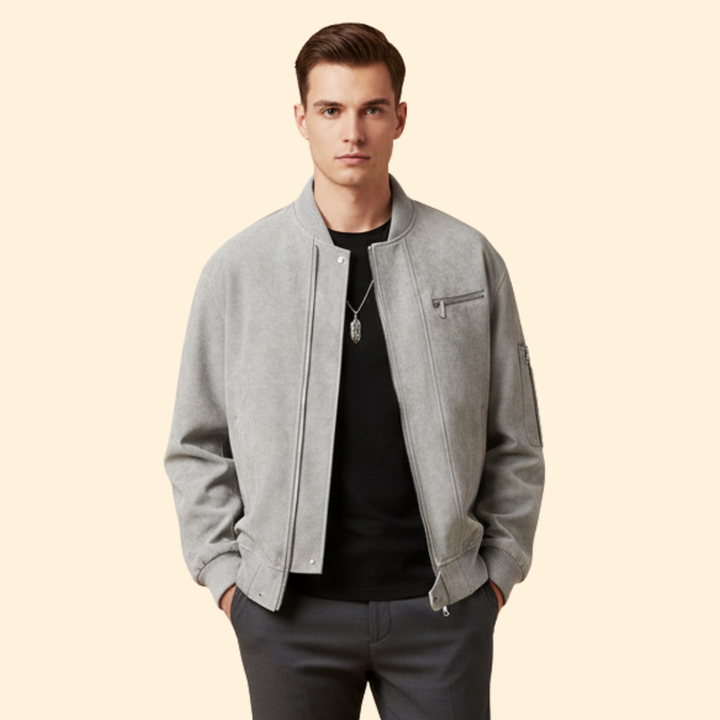 Men’s Vintage Bomber Jacket with Stylish Details