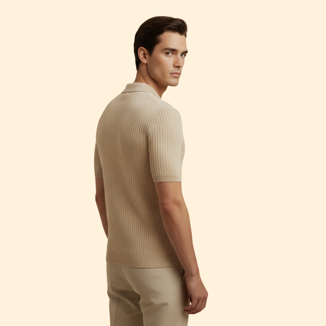 Men’s Waffle Polo Shirt with Short Sleeves