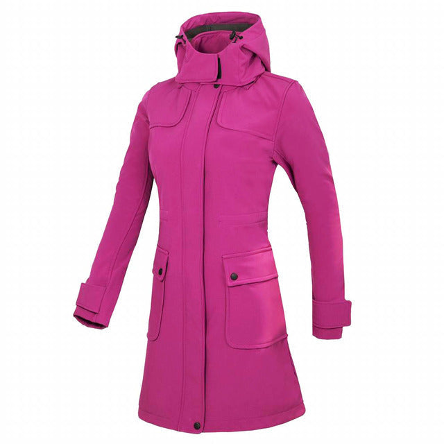| Long Waterproof Rain Jacket With Hood For Women