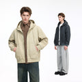 Men's Oversize Hoodie Jacket made of washed canvas with zip and utility pockets