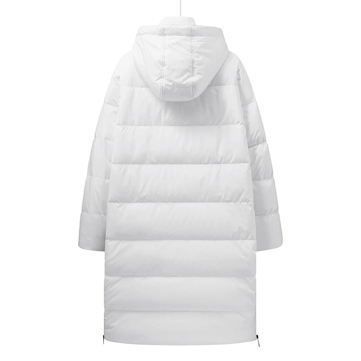 Ladies Maxi-Long Stretch Thermo Quilted Coat with 3D Quilt and Adjustable Hood
