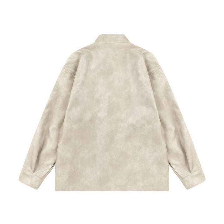 Unisex Asian inspired oversized jacket with mandarin collar and knot closures