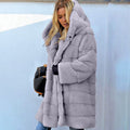 Coat women's with faux fur windproof quilted