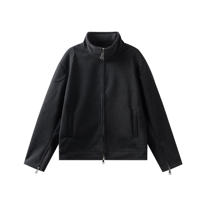 Unisex High Collar Zip Jacket made of French Terry with sleeve slits and side pockets