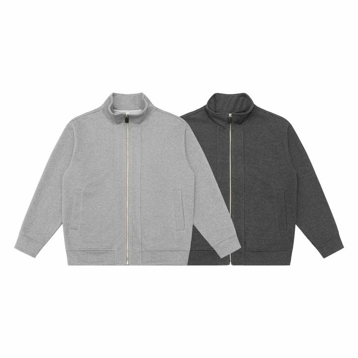 Unisex Lightweight Stand Collar Jacket made of Herringbone Structure with Full Zip