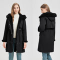 Parka women's with faux fur water-resistant windproof