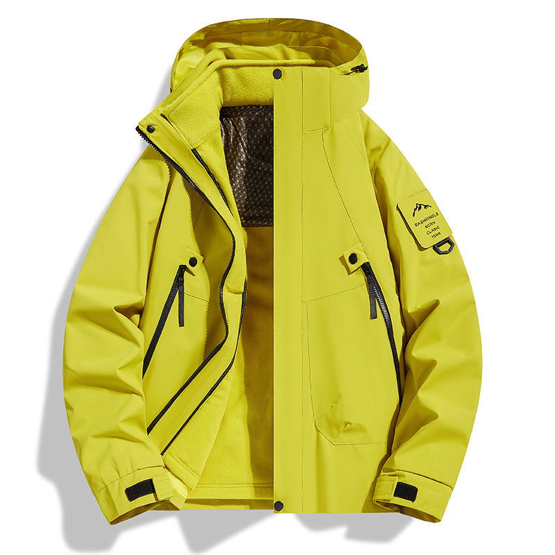 Women water-repellent softshell functional jacket with adjustable hood, windproof membrane and diagonal zip pockets