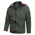 Men's sporty softshell hoodie jacket with water-repellent membrane, breast pocket, and stand-up collar