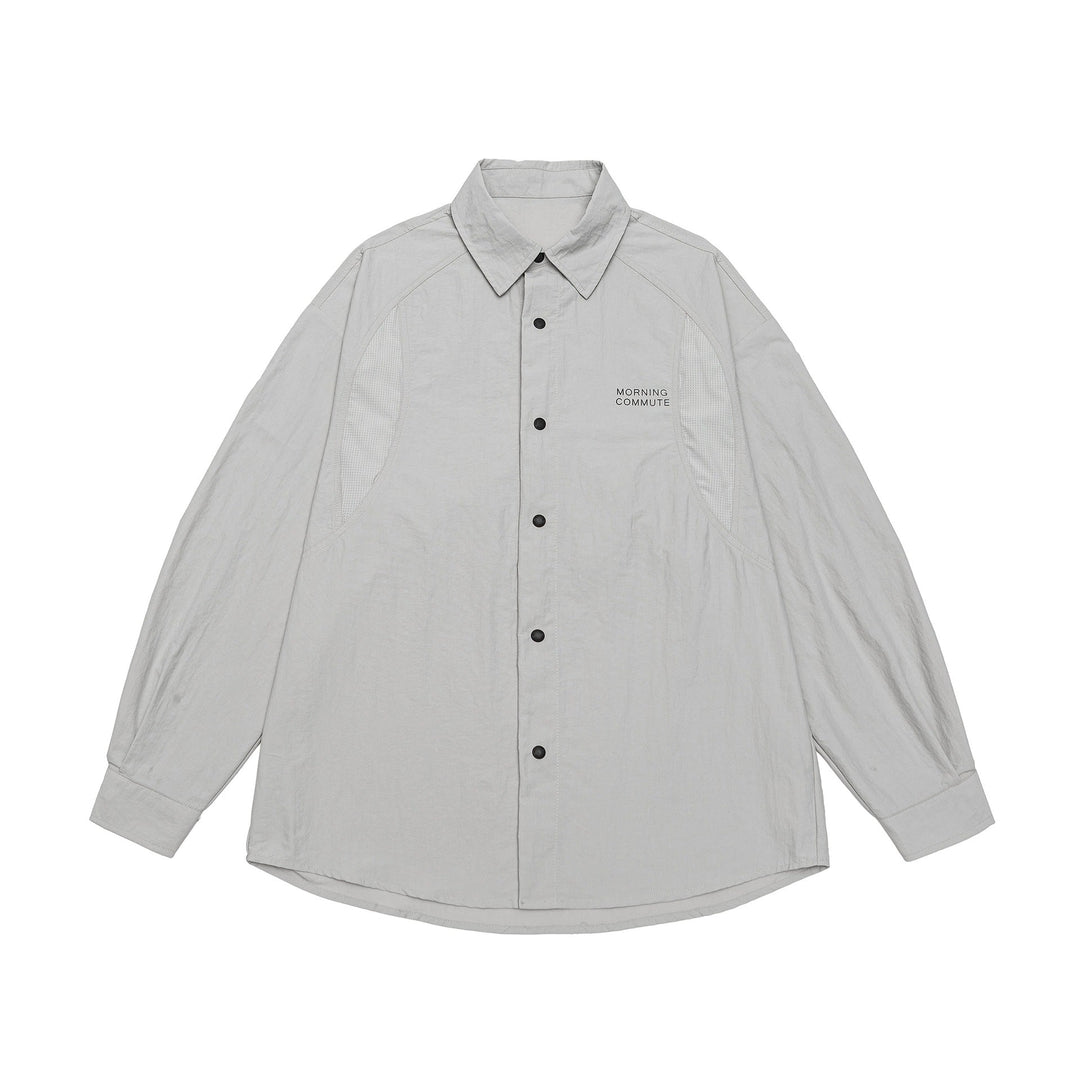 Unisex Light Overshirt in Coach Style with Shirt Collar and Chest Print