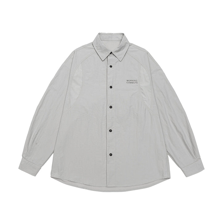 Unisex Light Overshirt in Coach Style with Shirt Collar and Chest Print