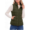 Women's quilted thermal gilet with stand collar and zip