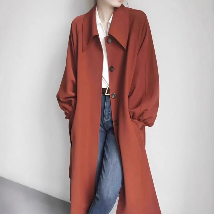 Ladies Long Fashionable Jacket with Large Collar
