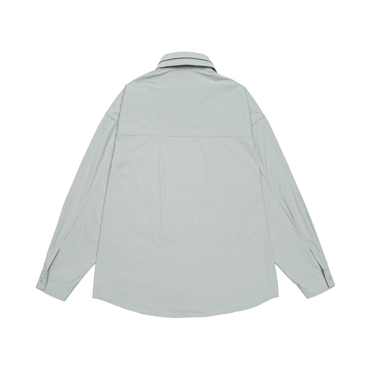 Unisex Oversize Shirt Jacket with Snap Button Front and Patch Chest Pocket