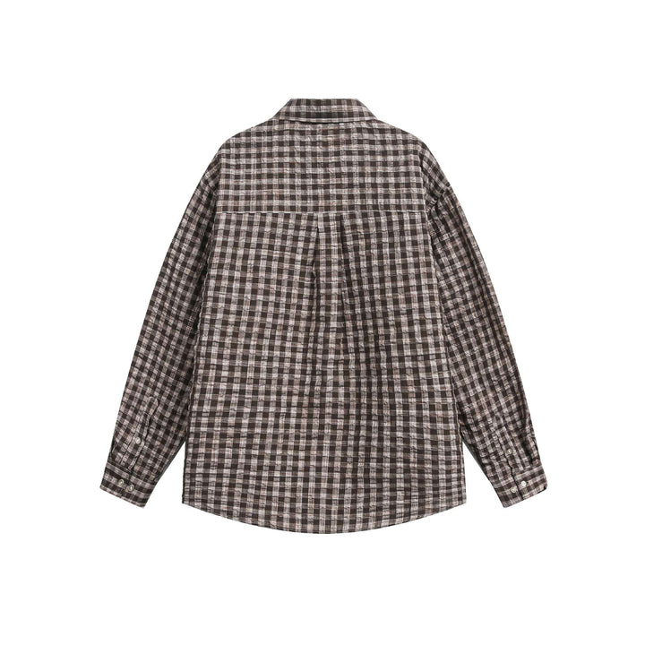 Unisex Oversized Checked Shirt Jacket with Pocket and Soft Textured Fabric