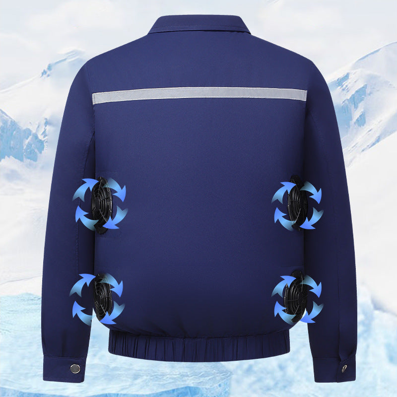 Unisex nan cooling work jacket with integrated ventilation system