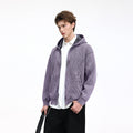 Men's Oversized Waffle Texture Hooded Jacket with Full Zip