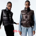 Women's Gilet with faux leather lightweight quilted