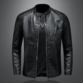 Men's Slim leather jacket in Biker look with collar and Vertical chest chest pocket