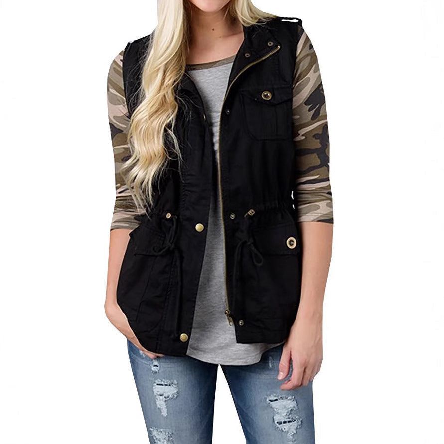 Women’s nan Utility Vest with drawstring, hood and patch pockets