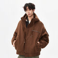Men's Utility Hooded Jacket with Zip, Multifunctional Pockets and Elastic Hem Drune