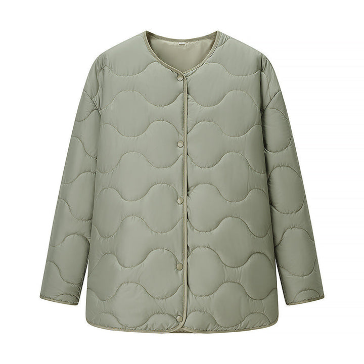 Women’s Longline Padded Jacket with Oversized Silhouette and Snap Button Closure