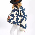 Women's Quilted Oversize Jacket with Patchwork Pattern and Wide Kimono Sleeves