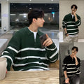 Men's Fashionable Short Sleeve Sweater with Stripes