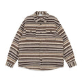 Unisex Oversize Knit Shirt Jacket in Ethnic Stripe Pattern with Flap Pockets