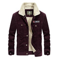 Men's trucker cord jacket with teddy lining and patch pockets for chest