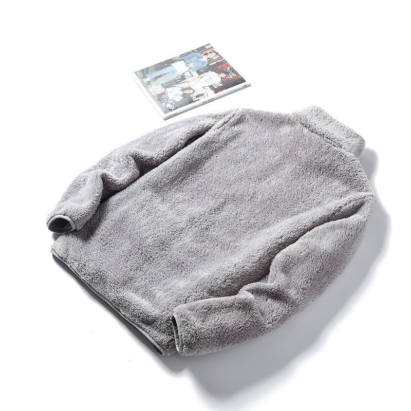 Ladies Cosy Teddy Fleece Jacket in Oversized Style with Stand-Up Collar and Zip