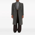 Women's double-breasted long coat in tailoring look with slim silhouette and distinctive shoulder