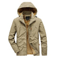Men's Windproof Hooded Jacket with Full Sherpa Lining and Zip Pockets