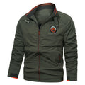 Men's Casual Zip Sweat Jacket with Stand-Up Collar, Zip Pockets and Badge Detail
