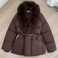 Jacket quilted women's with collar with faux fur breathable lightweight