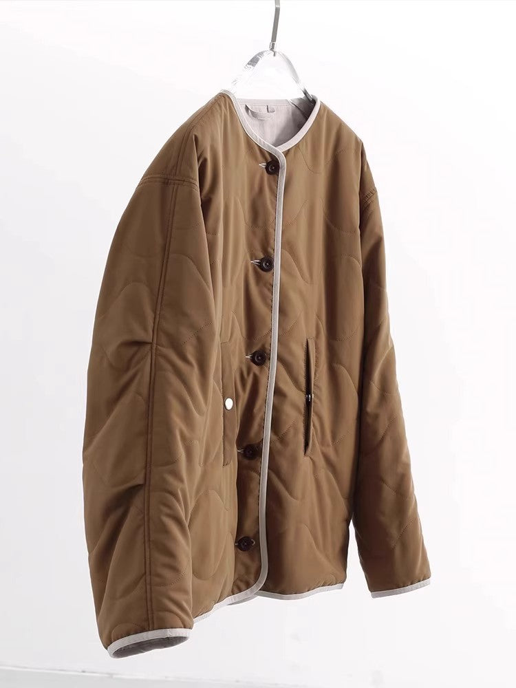 Women Stylish Quilted Jacket with Round Neckline