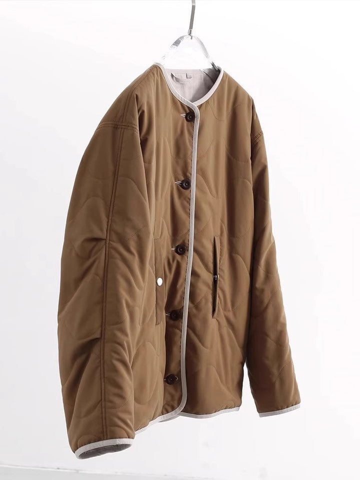 Women Stylish Quilted Jacket with Round Neckline