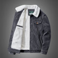 Men's corduroy jacket with sherpa lining, collar shirt and pocket detail