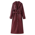 Coat trench coat women's with faux leather warm with removable element