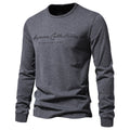 Men's Nano Minimalist Round Neck Sweatshirt Made of Cotton Blend with Ribbed Cuffs