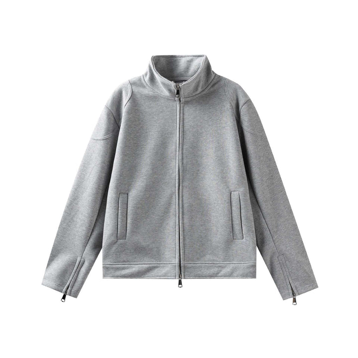 Unisex High Collar Zip Jacket made of French Terry with sleeve slits and side pockets
