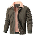 Men's Casual Workwear Blouson made with canvas with insulating fleece teddy lining and concealed front zip