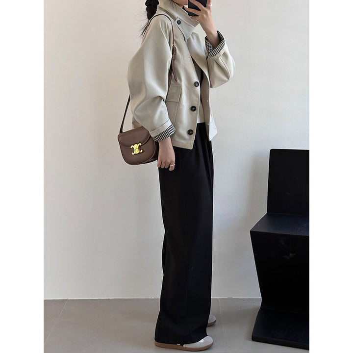 Women Boxy Transitional Jacket with Cord Collar and Large Flap Pockets