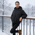 Women's Padded Quilted Jacket with Volume Hood, Elastic Hem and Adjustable Waist
