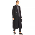 Women Maxi Length Double Breasted Wool Blend Long Coat with Tailored Finish