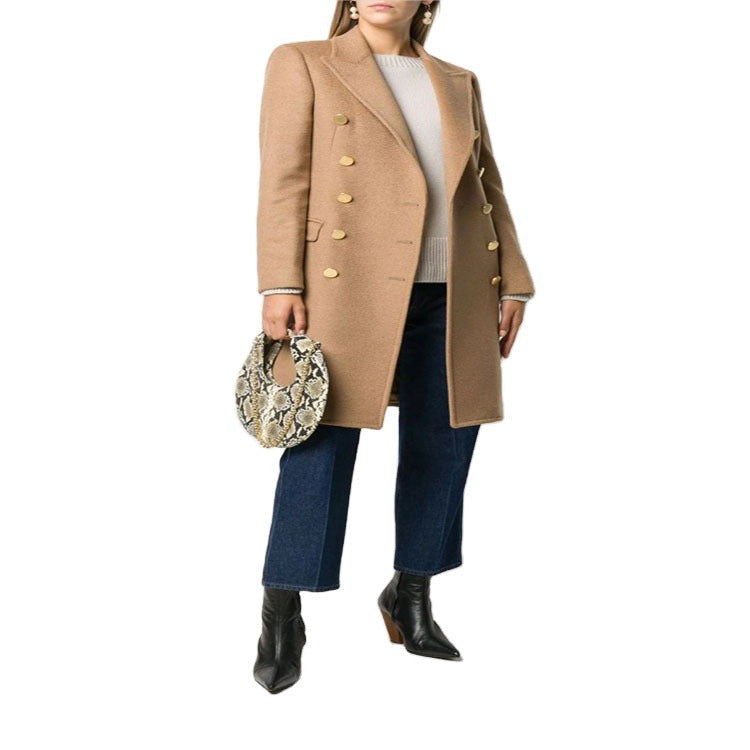 Women Military-inspired Tailored Longcoat in Tailoring with Decorative Metal Buttons