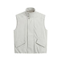 Men's utility gilet with high collar, snap placket button and large patch pockets