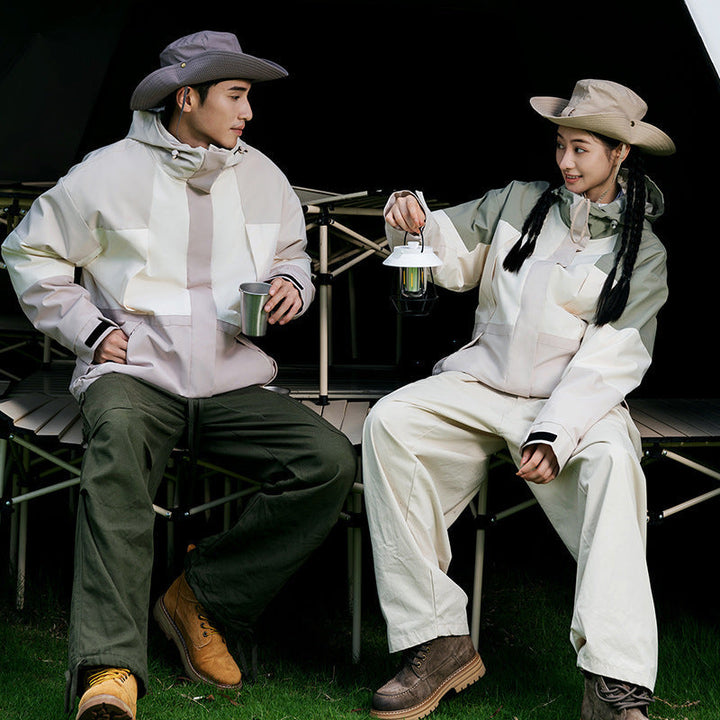 Women two-layer breathable outdoor and trekking jacket with adjustable hood